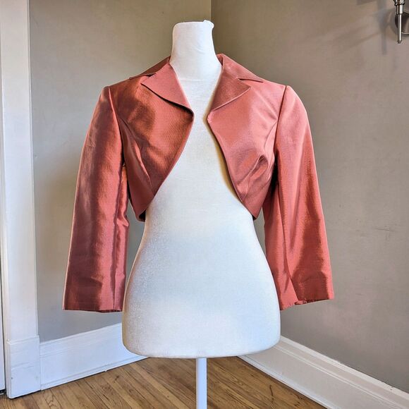 Vintage Y2K Adrianna Pink Silk Bolero Jacket Evening Fairy Cropped Size 4 - Picture 1 of 8